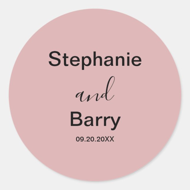 Sticker Rond Minimalist Dusty Pink Wedding (Devant)