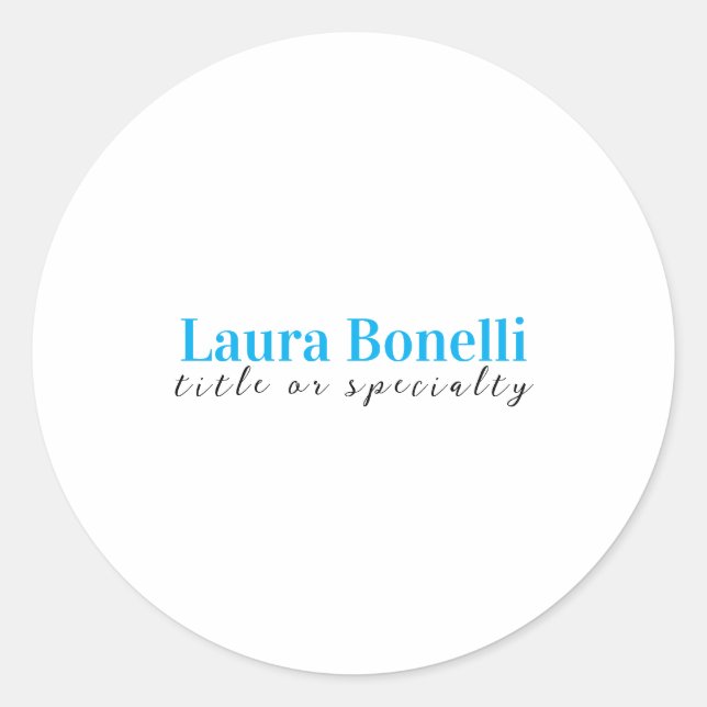 Sticker Rond Minimalist Professional Modern Plain Name Title (Devant)