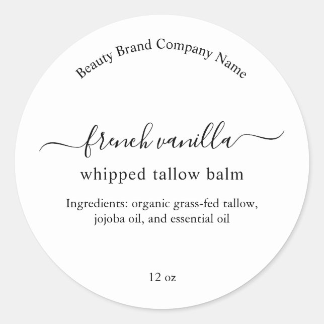 Sticker Rond Minimalist Simple Cosmetic Body Product Label (Devant)