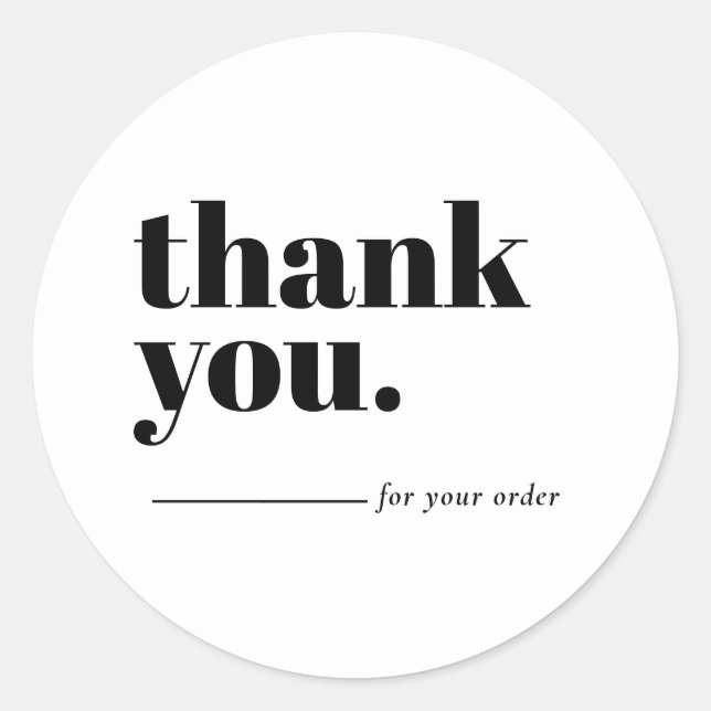 Sticker Rond Minimalist White Business Customer Thank You (Devant)