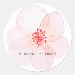 Sticker Rond Minimaliste + Aquarelle Mariage Floral