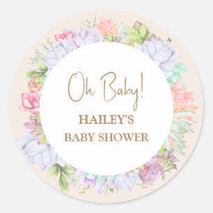 Sticker Rond Minimaliste Boho Cactus désert Oh Baby shower
