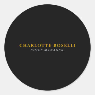 Sticker Rond Minimaliste Classique Professionnel Couleur Noir O