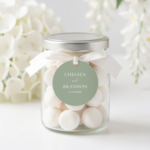 Sticker Rond Minimaliste Élégant Boho Vert Sauge Mariage