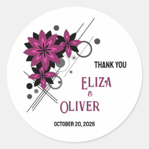 Sticker Rond Minimaliste élégant moderne luxe floral bordeaux