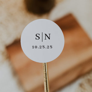 Sticker Rond Minimaliste et Chic Monogramme Noir et Blanc