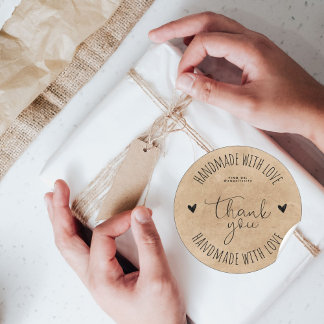 Sticker Rond Minimaliste Fabriqué avec amour