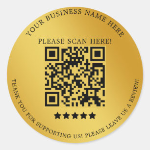 Sticker Rond Minimaliste Gold Nom commercial QR Code