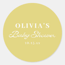 Minimaliste Jaune Rétro Écriture Baby Shower Perso