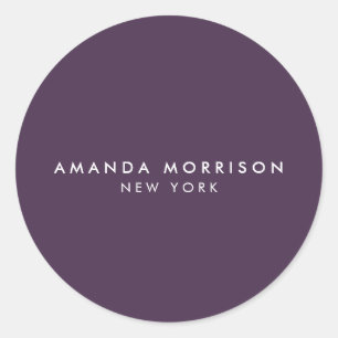 Sticker Rond Minimaliste Luxe Boutique Violet Aubergine