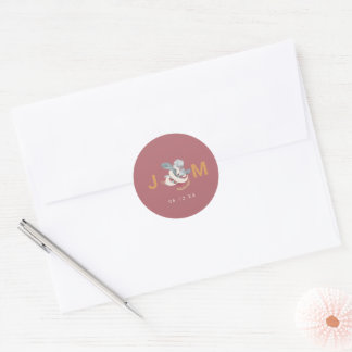 Sticker rond minimaliste Mariage botanique classiq
