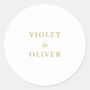 Sticker Rond Minimaliste moderne   Mariage d'or blanc