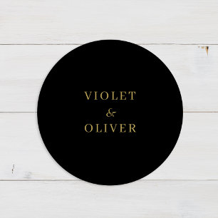 Sticker Rond Minimaliste moderne   Mariage d'or noir