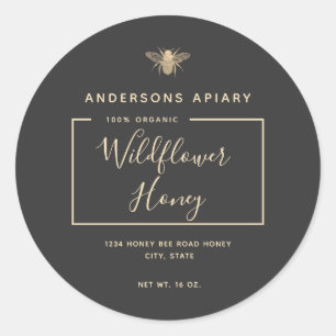 Sticker Rond Minimaliste moderne miel d'abeille à miel pot