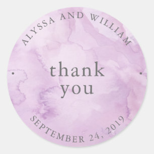 Sticker Rond Minimaliste moderne violet Mariage d'aquarelle
