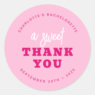 Sticker Rond Minimaliste Rose Chaud Merci Enterrement de Vie de