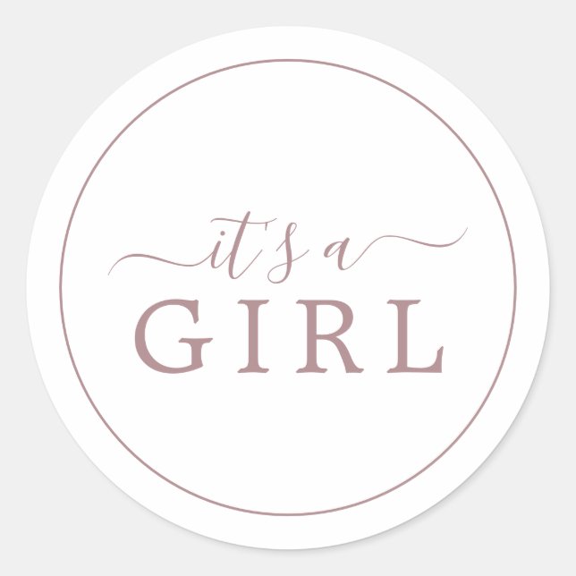 Sticker Rond Minimaliste Rose Gold C'est un Baby shower de fill (Devant)