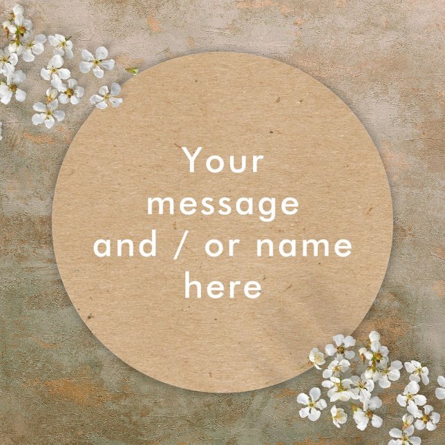 Sticker Rond Minimaliste Rustique Kraft Personnalisé (Minimalist Rustic Kraft Personalized Classic Round Sticker)