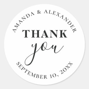 Sticker Rond Minimaliste simple typographie mariage merci