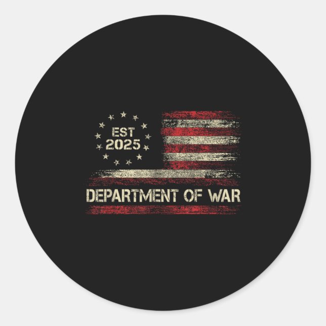Sticker Rond Ministère De La Guerre Établi 2025 Rétabli (Devant)