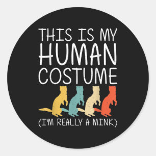 Sticker Rond Mink Halloween Costume humain Weasel Otter Facile