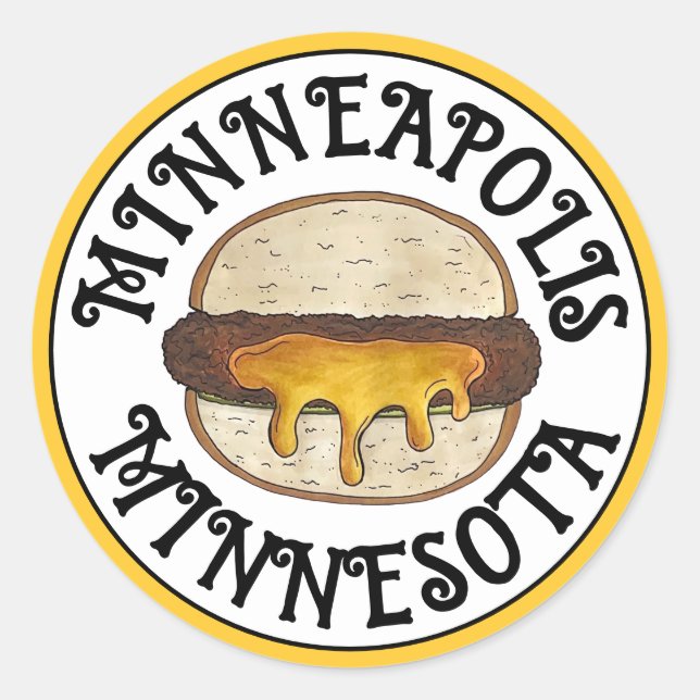 Sticker Rond Minneapolis Minnesota MN Juicy Lucy Cheese Burger (Devant)