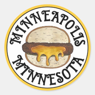 Sticker Rond Minneapolis Minnesota MN Juicy Lucy Cheese Burger