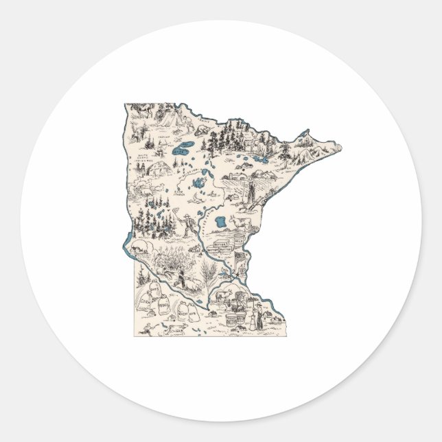 Sticker Rond Minnesota carte photo Vintage (Devant)