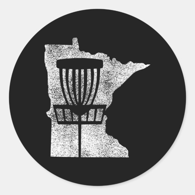 Sticker Rond Minnesota Disc Golf State Avec Panier Perdu (Devant)