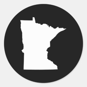 Sticker Rond Minnesota en blanc et noir