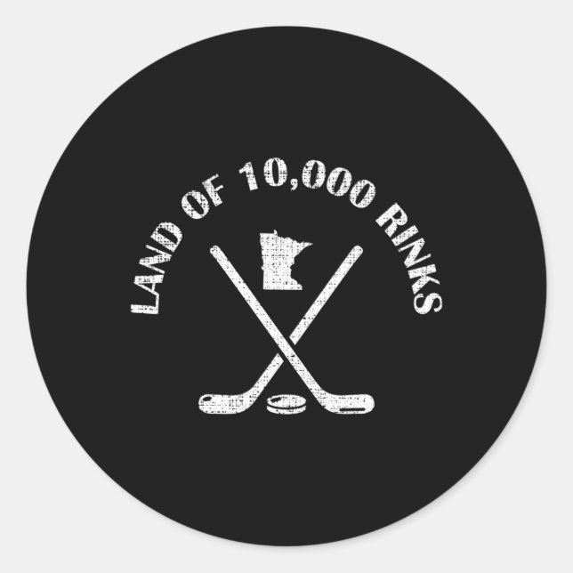 Sticker Rond Minnesota Terre De 10000 Rinks État De Hockey Sur  (Devant)