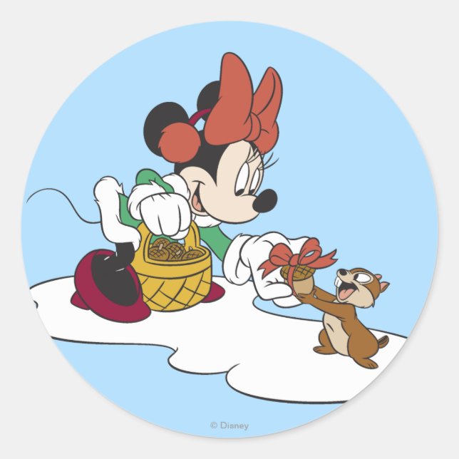 Sticker Rond Minnie avec un Chipmunk (Devant)