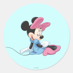 Sticker Rond Minnie bleue Assise