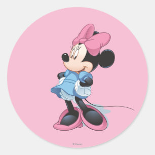 Sticker Rond Minnie bleue Mains sur les hanches