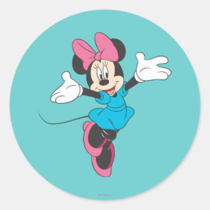 Sticker Rond Minnie bleue Qui saute