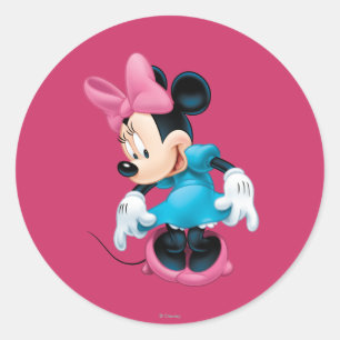 Sticker Rond Minnie bleue S'inclinant