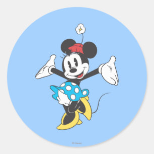 Sticker Rond Minnie classique   Excité