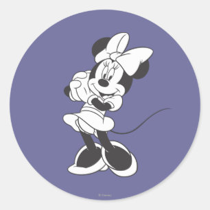 Sticker Rond Minnie classique   Noir et blanc