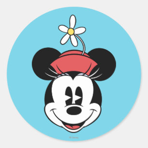 Sticker Rond Minnie classique Visage fleuri
