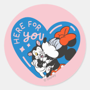 Sticker Rond Minnie et Figaro sont là pour vous