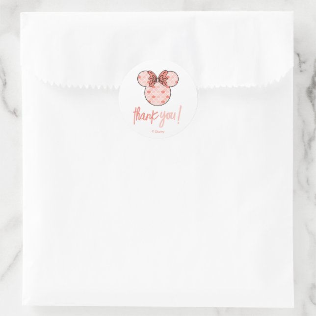 Sticker Rond Minnie Mouse | Anniversaire de la sirène rose (Sac)