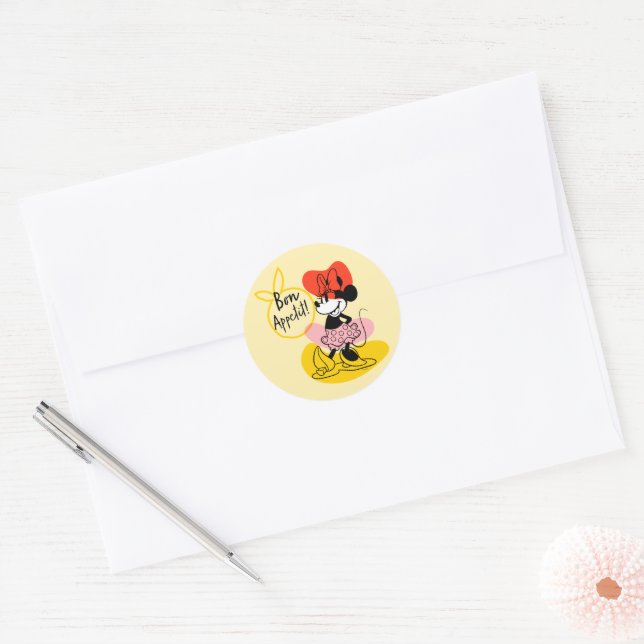 Sticker Rond Minnie Mouse | Bon Appetit ! (Enveloppe)