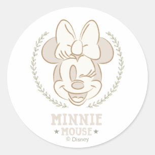 Sticker Rond Minnie Mouse Cheer Minimal Bébé Doodle