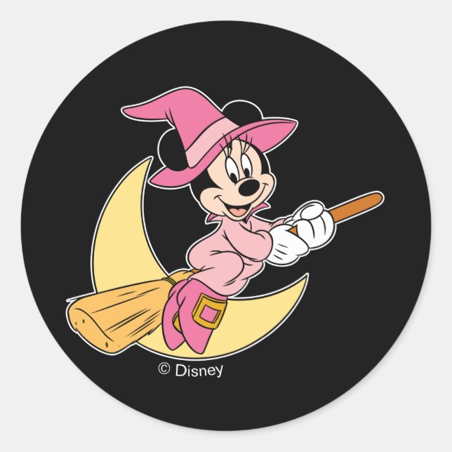 Sticker Rond Minnie Mouse équitation Sorcière Salle (Devant)