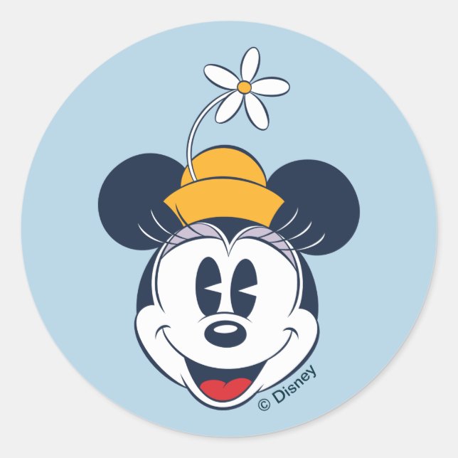 Sticker Rond Minnie Mouse | Fun Flower Hat (Devant)