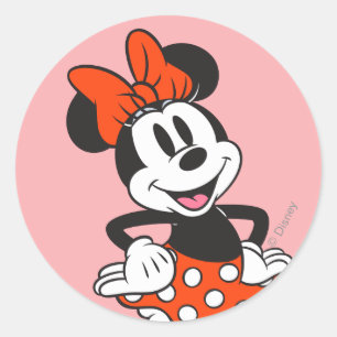 Sticker Rond Minnie Mouse Pose Classique les Mains sur les Hanc