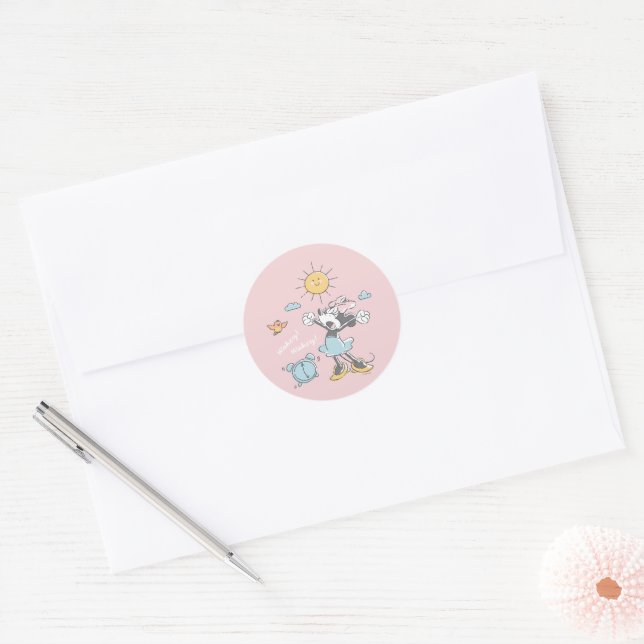 Sticker Rond Minnie Mouse | Réveil du matin (Enveloppe)