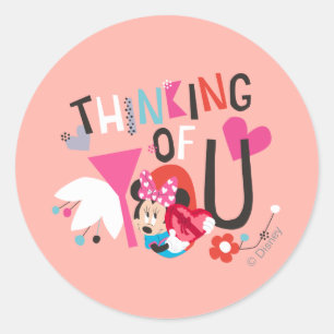 Sticker Rond Minnie Mouse   Thinking of You