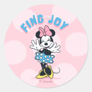 Sticker Rond Minnie Mouse Trouvez Votre Joie