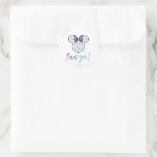 Sticker Rond Minnie Mouse   Turquoise et mauve sirène Anniversa
